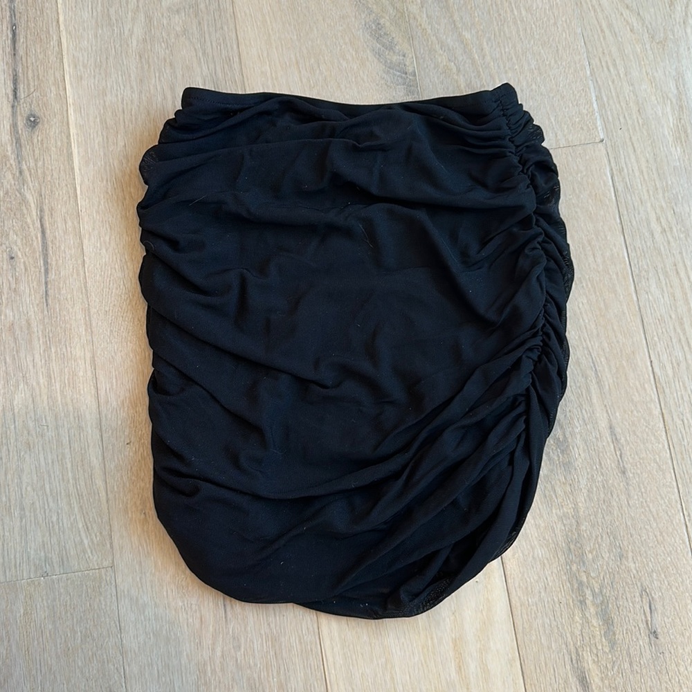 Black Mesh Rouched Mini Skirt Size Small